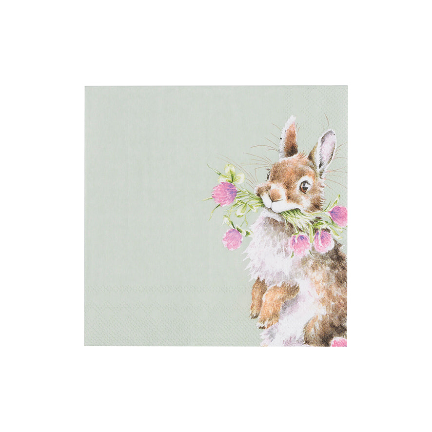 Wrendale Designs Servietten Hase mit Blumen "Head Clover Heels"