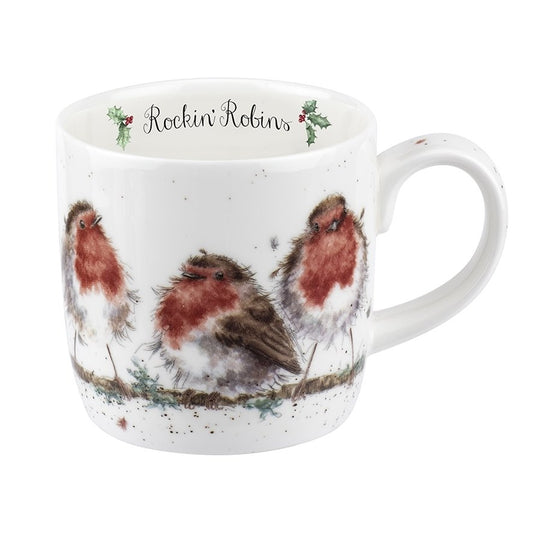 Wrendale Designs Tasse Vögel Weihnachten "Rockin Robins" 310ml
