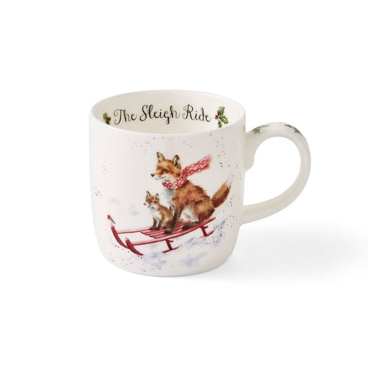 Wrendale Designs Tasse Fuchs auf Schlitten Weihnachten "Sleigh Ride Fox XMas" 310ml