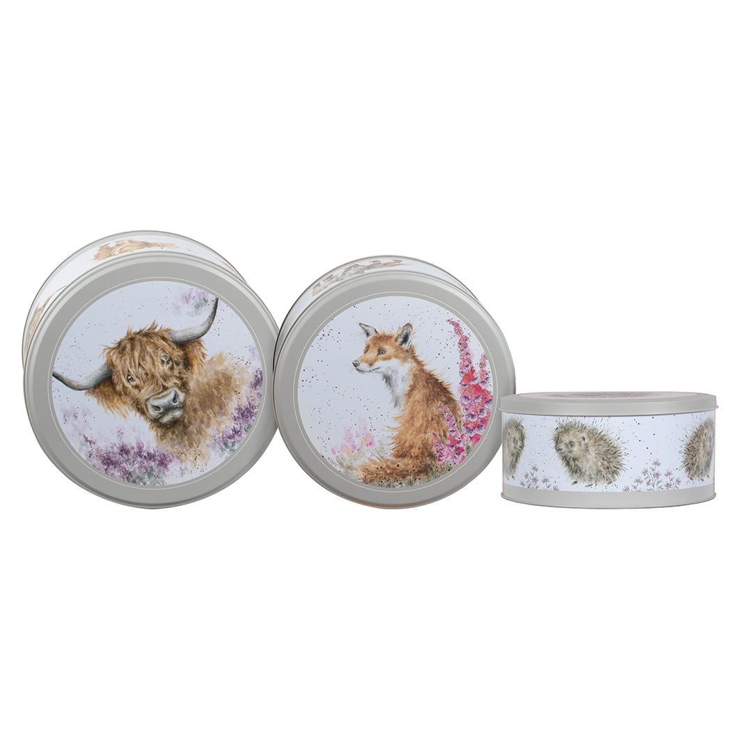 Wrendale Designs Keksdosen-Set 3-teilig Weihnachten "Cake Tin Nest Cow Fox Hedgehog"