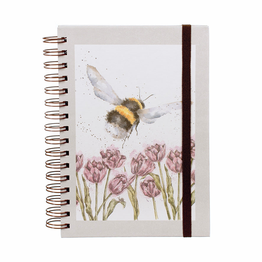 Wrendale Designs Spiralgebundenes Notizbuch Biene A5 "Flight of the Bumblee Grey"