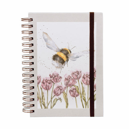 Wrendale Designs Spiralgebundenes Notizbuch Biene A5 "Flight of the Bumblee Grey"