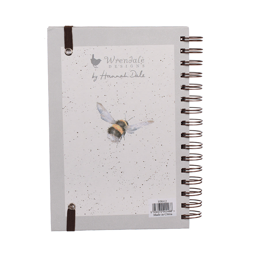 Wrendale Designs Spiralgebundenes Notizbuch Biene A5 "Flight of the Bumblee Grey"