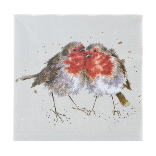 Wrendale Designs Servietten Vögel "Snuggled Together Robins" 33x33cm