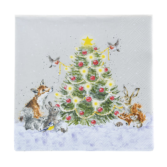 Wrendale Designs Servietten Tannenbaum "Oh Christmas Tree Woodland" 33x33cm