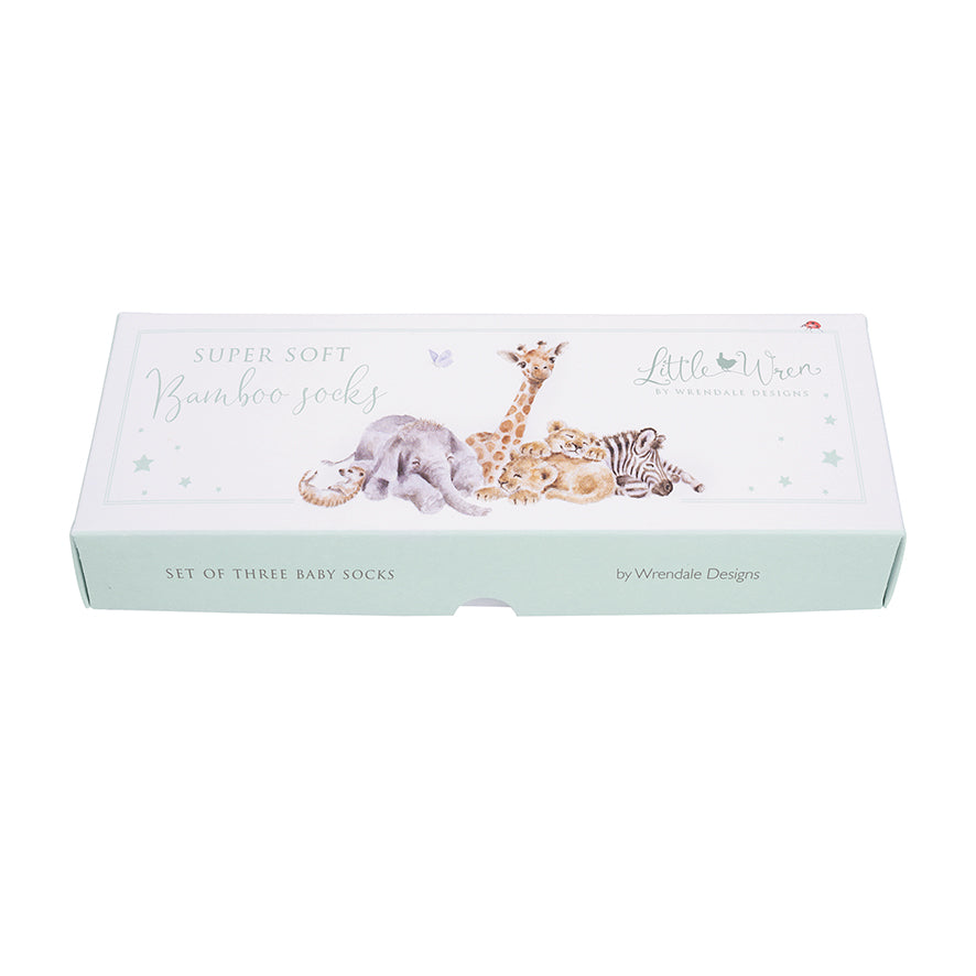 Wrendale Designs Babysöckchen "Little Savannah" 3-er Set für 0-6 Monate