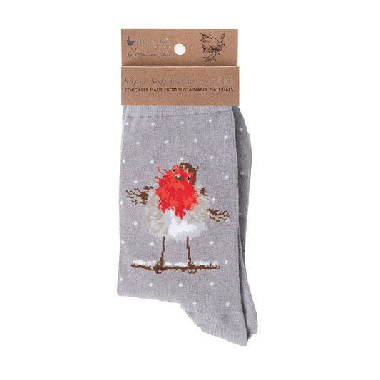 Wrendale Designs Frauensocken Rotkelchen "Jolly Robin" Gr. 37-42