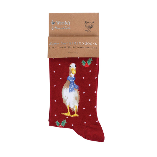 Wrendale Designs Frauensocken Ente "Duck Christmas" Gr. 37-42