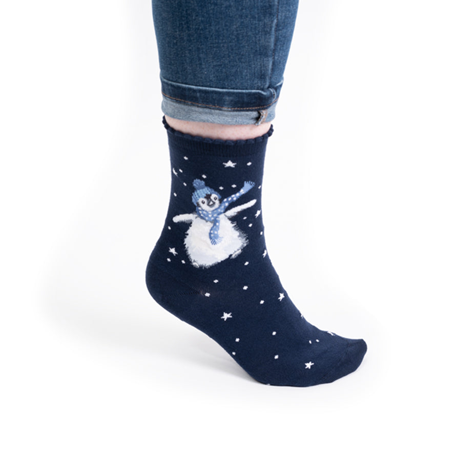 Wrendale Designs Frauensocken Pinguin "Winter Wonderland" Gr. 37-42
