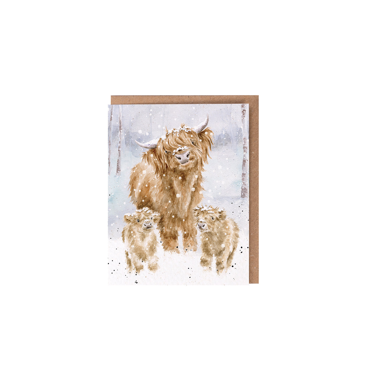 Wrendale Designs Mini-Karte Hochlandrinder "A Highland Christmas"