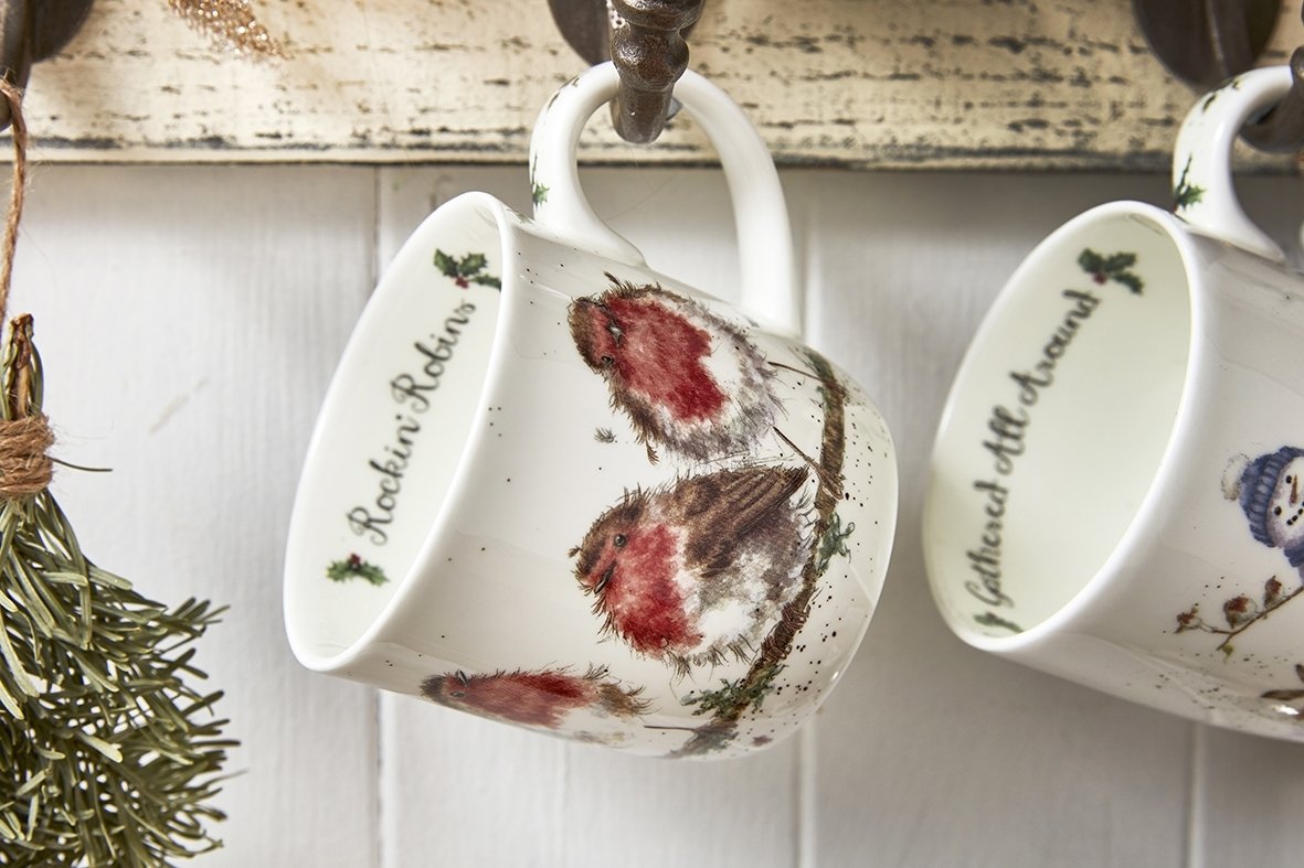 Wrendale Designs Tasse Vögel Weihnachten "Rockin Robins" 310ml
