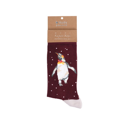 Wrendale Designs Männersocken Pinguin "Christmas King" Gr. 40-46