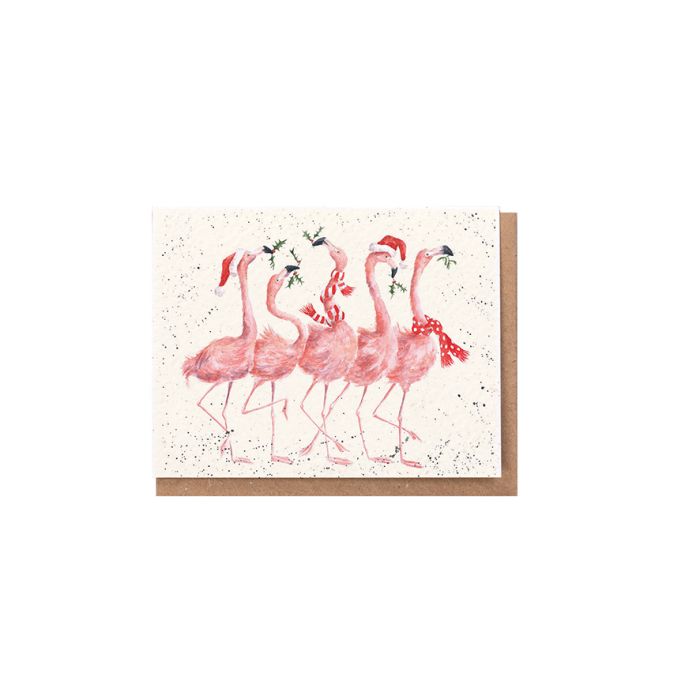 Wrendale Designs Mini-Karte Flamingos "Flamingo Bells"