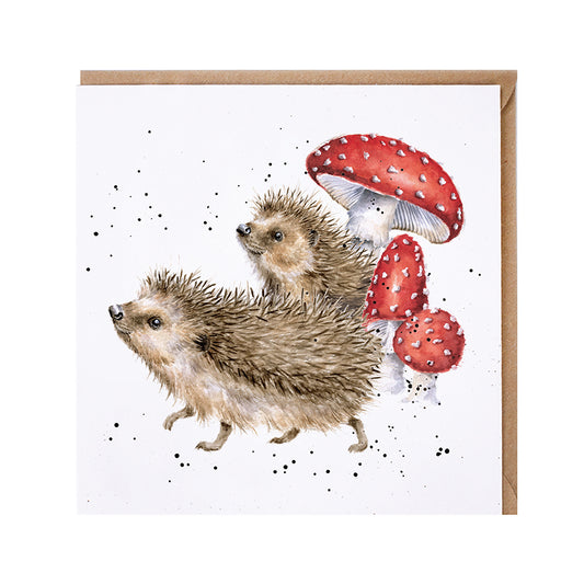 Wrendale Designs Grusskarte Igel mit Fliegenpilz "A Prickly Adventure"