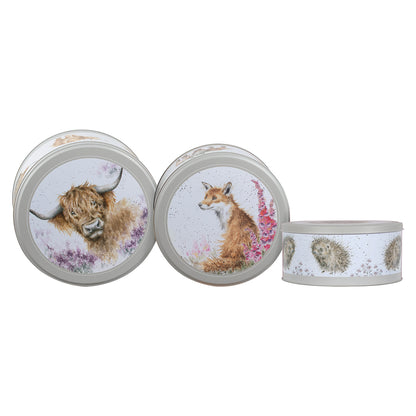Wrendale Designs Keksdosen-Set 3-teilig Weihnachten "Cake Tin Nest Cow Fox Hedgehog"