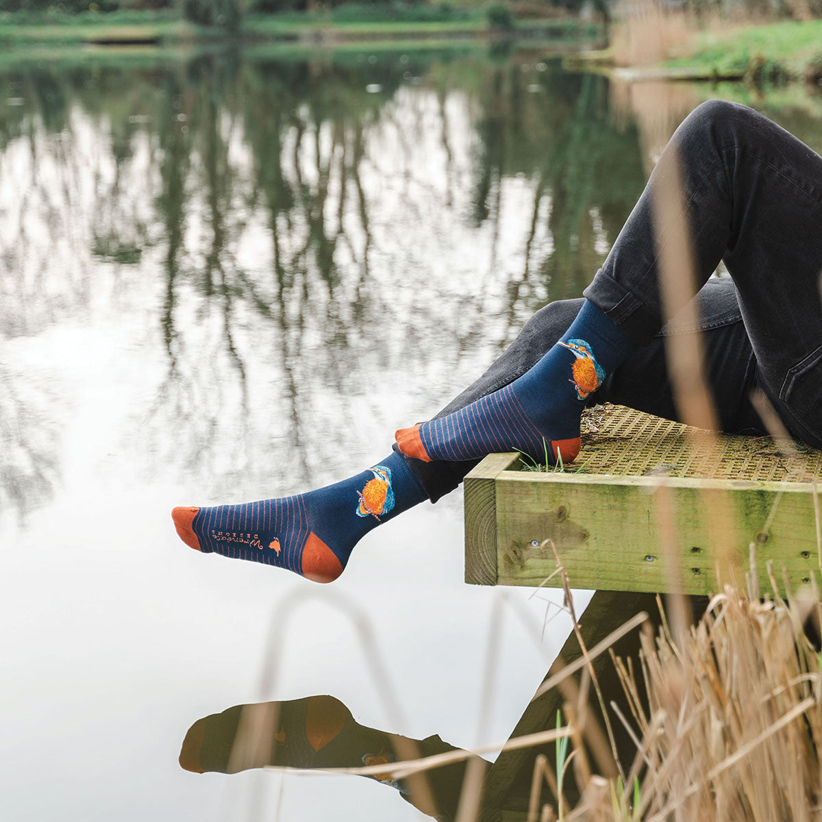 Wrendale Designs Männersocken Eisvogel "The Riverband Kingfisher" Gr. 40-46