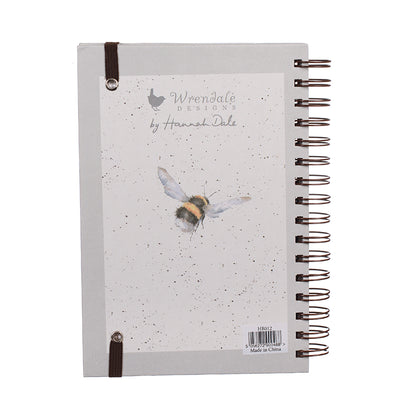 Wrendale Designs Spiralgebundenes Notizbuch Biene A5 "Flight of the Bumblee Grey"