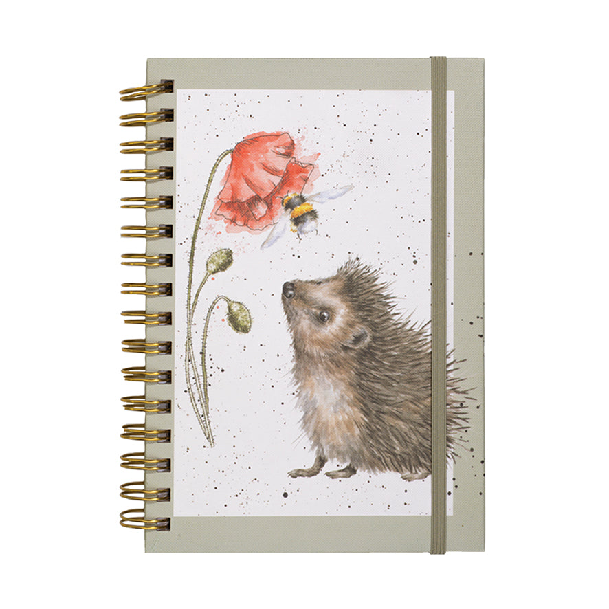 Wrendale Designs Spiralgebundenes Notizbuch Igel A5 "Hedgehog busy as a Bee Green"
