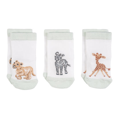 Wrendale Designs Babysöckchen "Little Savannah" 3-er Set für 0-6 Monate