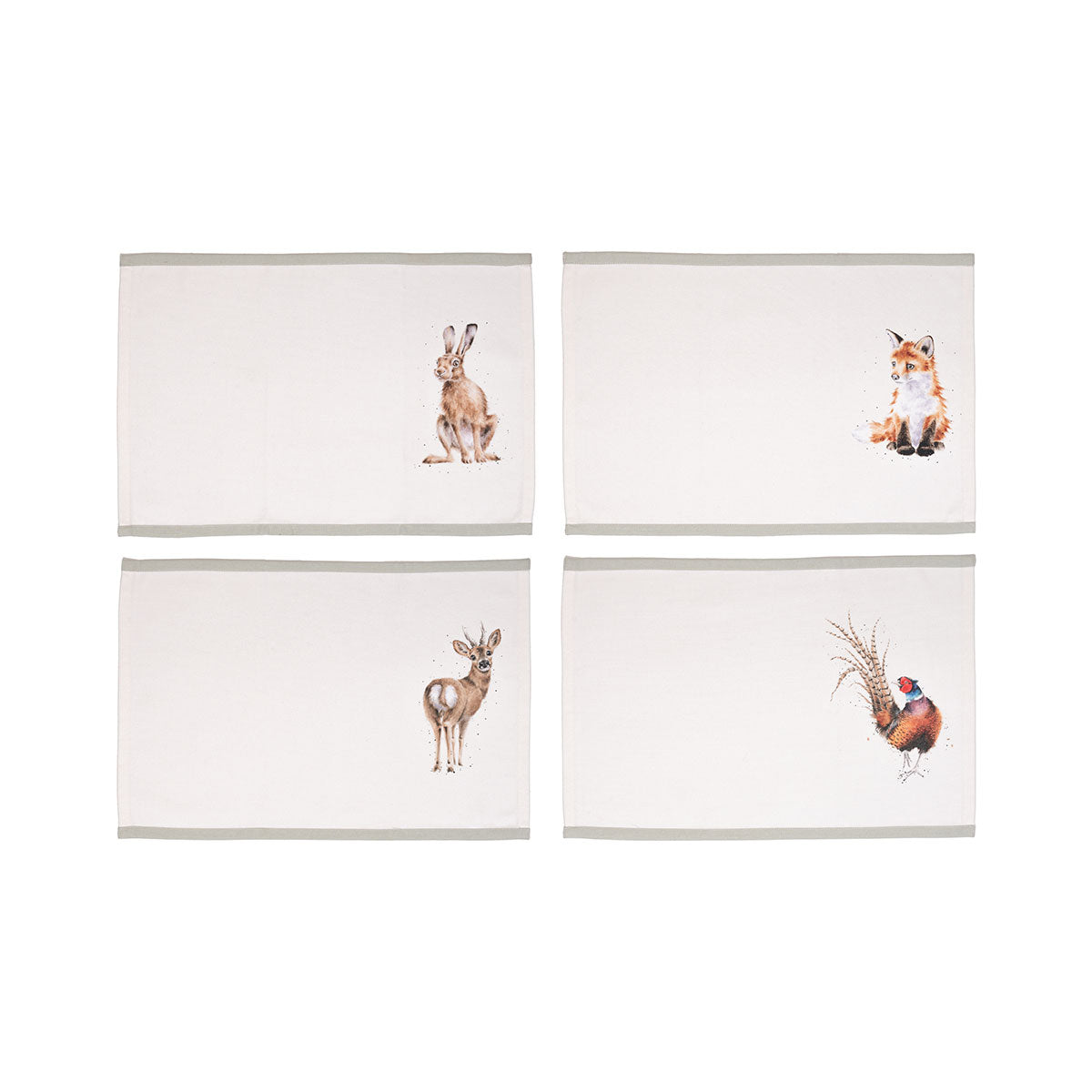 Wrendale Designs Stofftischset 4-teilig "Woodland"