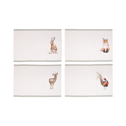 Wrendale Designs Stofftischset 4-teilig "Woodland"