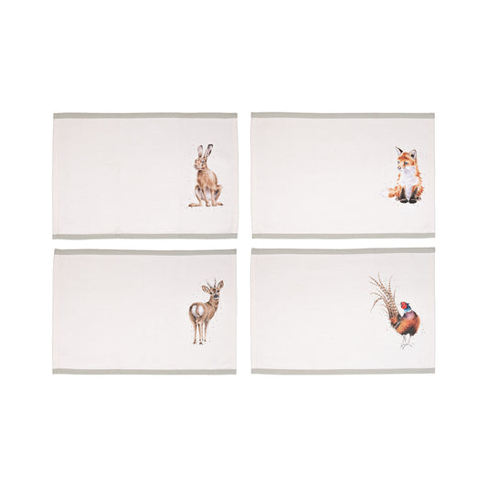 Wrendale Designs Stofftischset 4-teilig "Woodland"