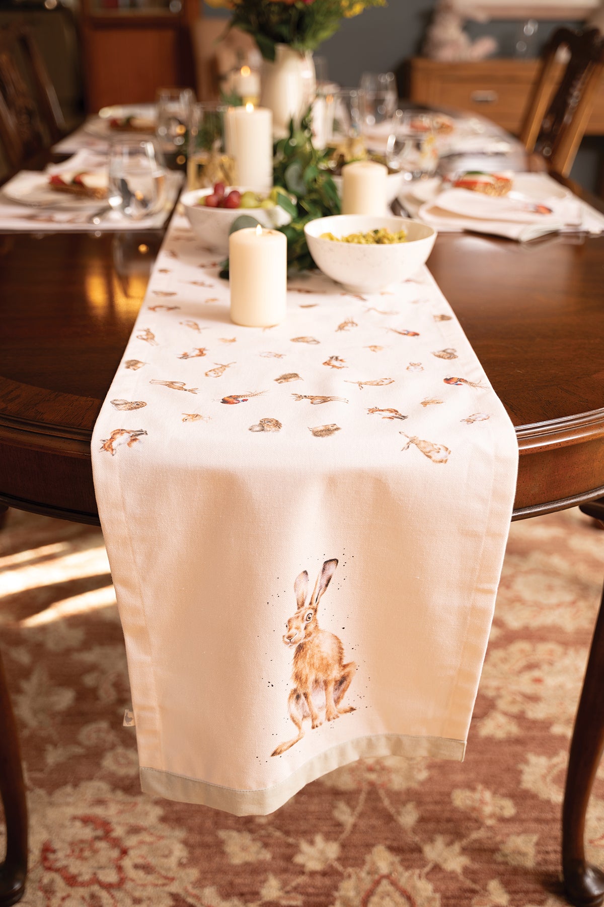 Wrendale Designs Tischläufer aus Stoff "Everyday Table Runner Woodland" 2800mmx350mm
