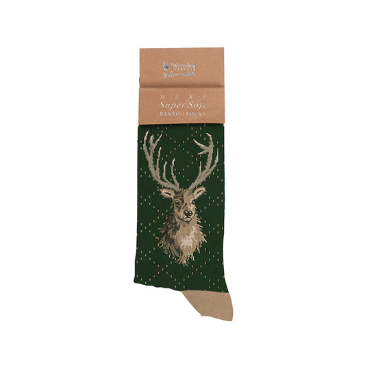 Wrendale Designs Männersocken Hirsch "Stag Mens Sock Portrait of a Stag" Gr. 40-46