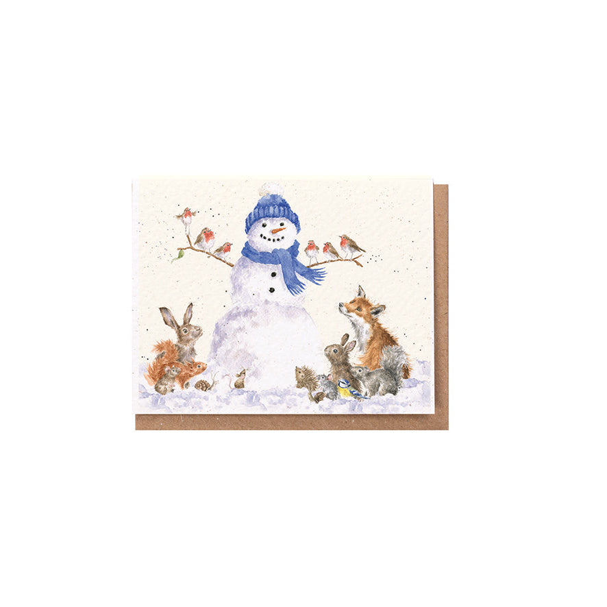 Wrendale Designs Mini-Karte Schneemann mit Wildtiere "Gathered All Around"