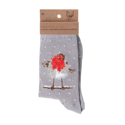Wrendale Designs Frauensocken Rotkelchen "Jolly Robin" Gr. 37-42