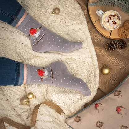 Wrendale Designs Frauensocken Rotkelchen "Jolly Robin" Gr. 37-42